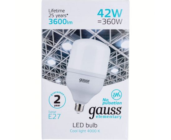 Лампа Gauss Elementary LED T120 E27 42W 3600lm 180-240V 4000K 63224 – изображение 6