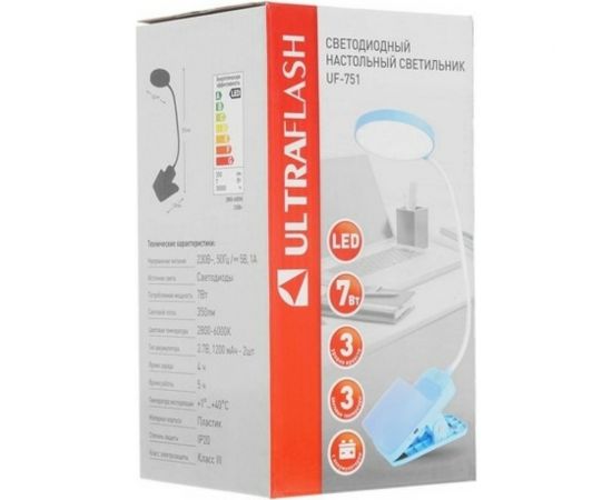Настольный светильник UF-751 C05 ULTRAFLASH LED 7Вт, 3 уровня яркости, ССТ 14487 – изображение 7