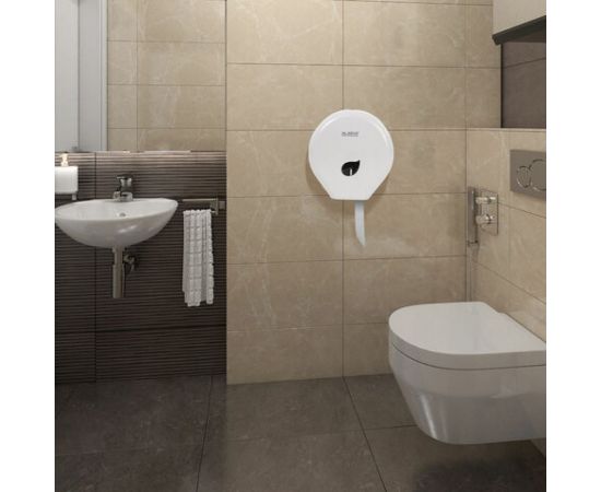 Диспенсер для туалетной бумаги ЛАЙМА PROFESSIONAL ECO Система T2 малый, белый, ABS-пластик 606545 – изображение 8