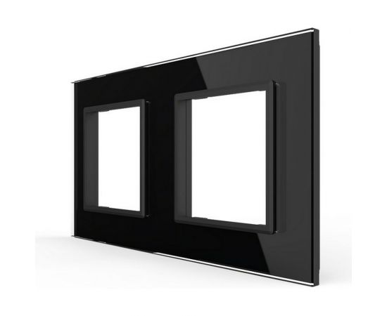 Рамка для розетки LIVOLO 2 поста, цвет черный, стекло BB-C7-SR/SR-12 