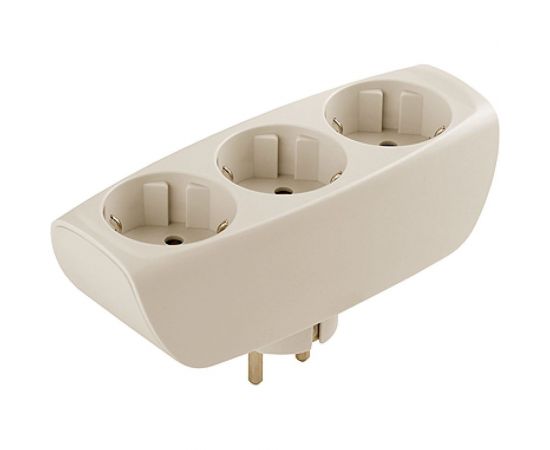 Тройник с заземлением и шторками SP-3e-I ЭРА слоновая кость, 3 гнезда ЭРА Б0002370 