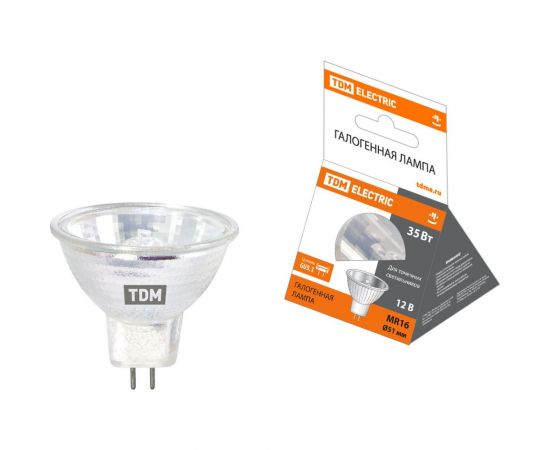 Галогенная лампа с отражателем TDM MR16, 35 Вт, 12 В, GU5.3 SQ0341-0006 