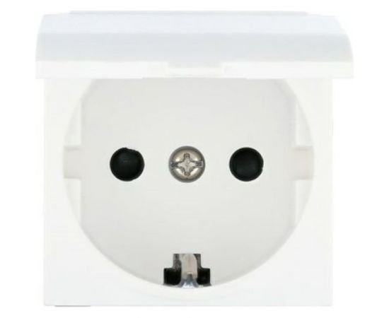 Розетка LK Studio с заземляющим контактом, шторками и крышкой, белый LK45 851504-1 