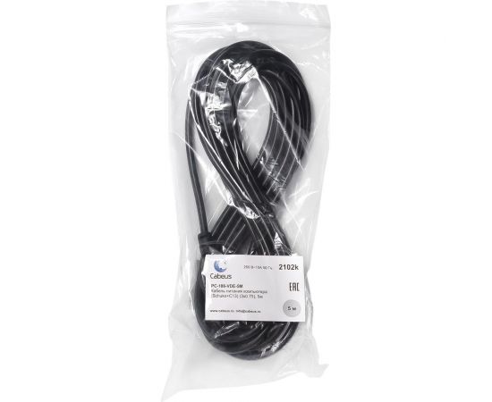 Кабель питания компьютера Cabeus (Schuko+C13) (3x0.75), 5 м PC-186-VDE-5M – изображение 2
