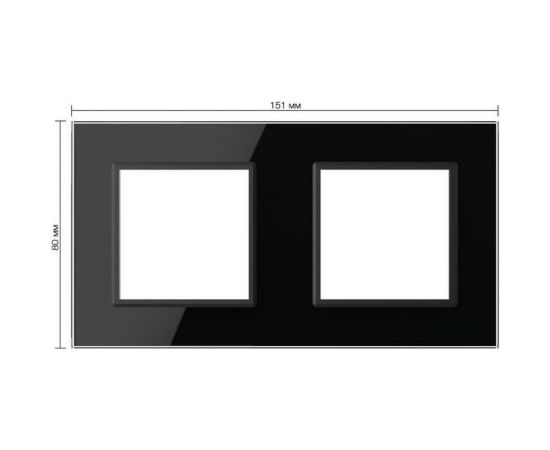 Рамка для розетки LIVOLO 2 поста, цвет черный, стекло BB-C7-SR/SR-12 – изображение 2