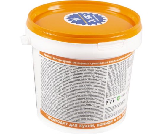 Интерьерная водно-дисперсионная моющаяся латексная краска KRAFOR супербелая 1.5 кг 42164 – изображение 3