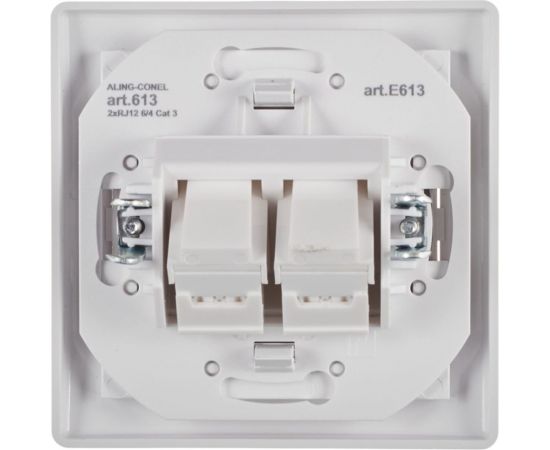Телефонная розетка Aling-conel PRESTIGE 2xRJ12 6/4 Cat3, белая 613.00 113060 – изображение 3