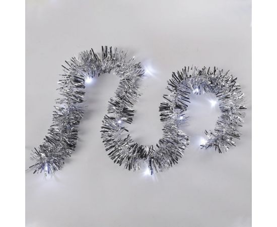 Светодиодная гирлянда NEON-NIGHT Мишура серебряная, 10LED, 1,5м белый свет свечения 2хАА 304-011 – изображение 6