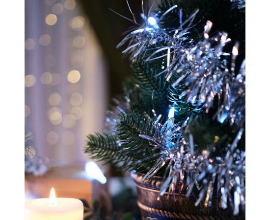 Светодиодная гирлянда NEON-NIGHT Мишура серебряная, 10LED, 1,5м белый свет свечения 2хАА 304-011 – изображение 7