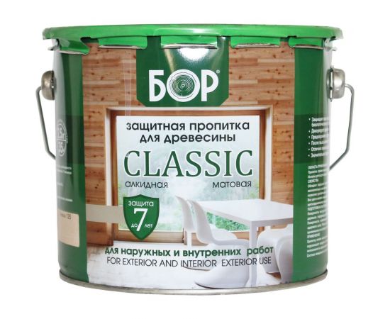 Защитная пропитка для древесины Бор CLASSIC бесцветная, банка 2,5 кг 4690417078639 