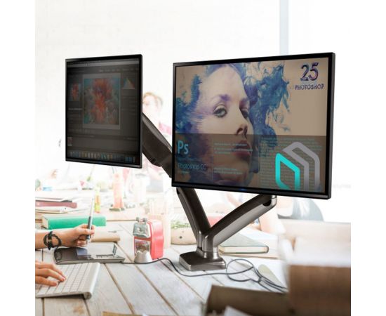 Настольный кронштейн для двух мониторов 13-32 дюймов ONKRON G160 Black G160B – изображение 11