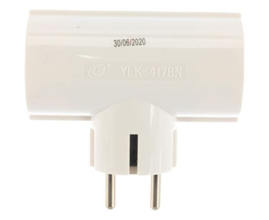 Адаптер Т-образный, два гнезда, 16A, с заземлением, белый Electraline 55071 – изображение 2