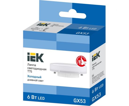 Лампа IEK LED T75 таблетка 6вт 230В 6500К GX53 LLE-T80-6-230-65-GX53 – изображение 2