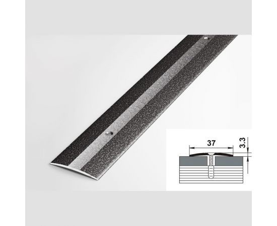 Порог прямой алюминиевый (37 мм, 0,9 м, порошковое покрытие, Серебро) ЛУКА 00000001675 – изображение 2