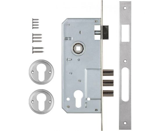 Корпус врезного замка с защёлкой KALE KILIT 152/3MR (45 мм) w/b никель 1116 – изображение 3