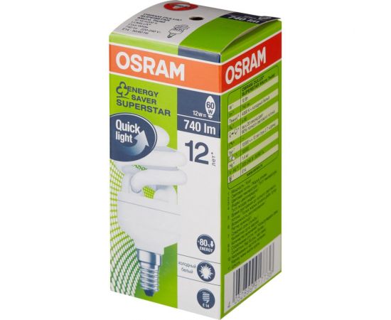 Компактная люминесцентная лампа OSRAM DSST MCTW 12W/840 220-240V E14 10x1 4052899917736 – изображение 3