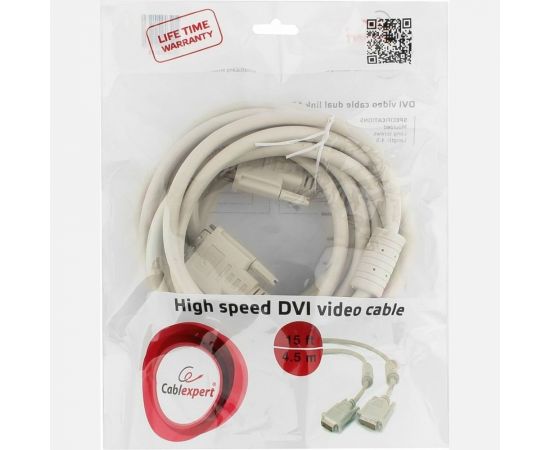 Кабель Cablexpert DVI-D dual link CC-DVI2-15, 25M/25M, 4.5м, экран, ферритовые кольца, пакет CC-DVI2-15 – изображение 3