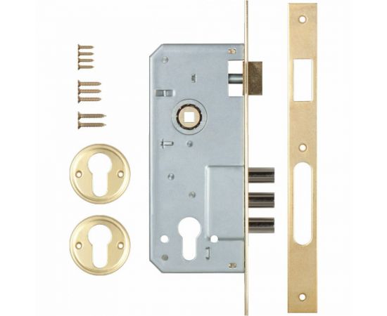 Корпус врезного замка с защёлкой KALE KILIT 152/3MR (45 мм) w/b латунь 1081 – изображение 3