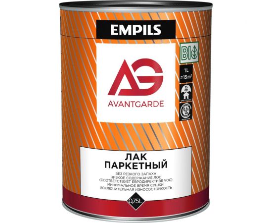 Паркетный лак Avantgarde высокой твердости, полуматовый, бесцветный, 0.75 л, 0.8 кг 75862 