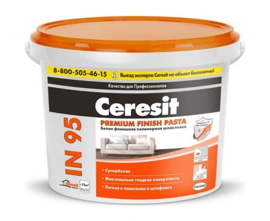 Шпаклевка полимерная готовая IN 95 25 кг универсальная CERESIT 52713 2247441 