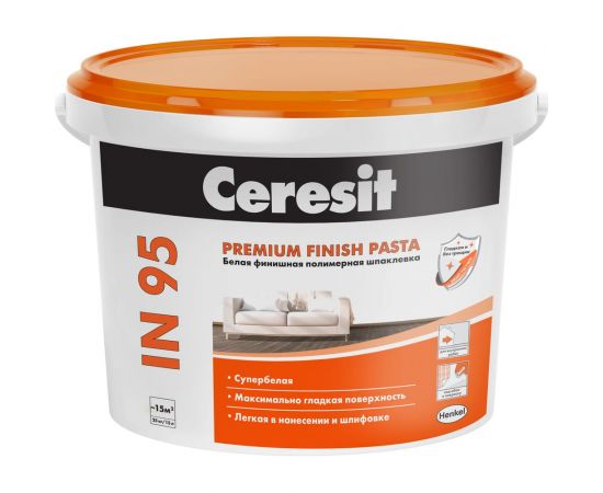 Шпаклевка полимерная готовая Ceresit IN 95 5 кг универсальная 52712 2247429 