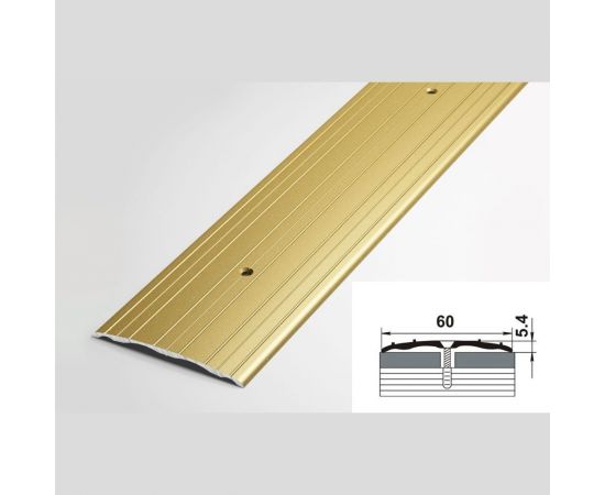 Порог прямой алюминиевый (60 мм; 0.9 м; декоративный; золото) Лука 00000001656 – изображение 2