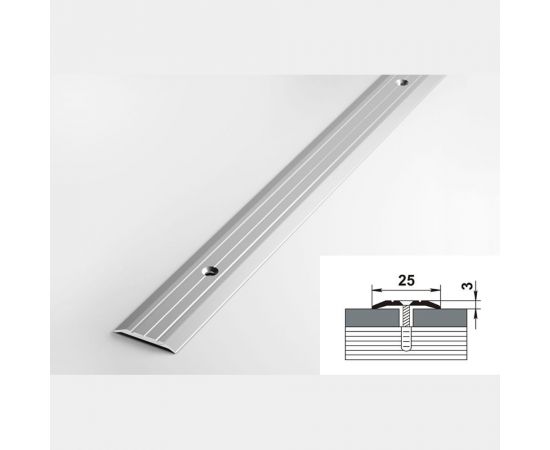 Порог прямой алюминиевый (25 мм, 0,9 м, порошковое покрытие, Серебро) ЛУКА 00000001539 – изображение 2