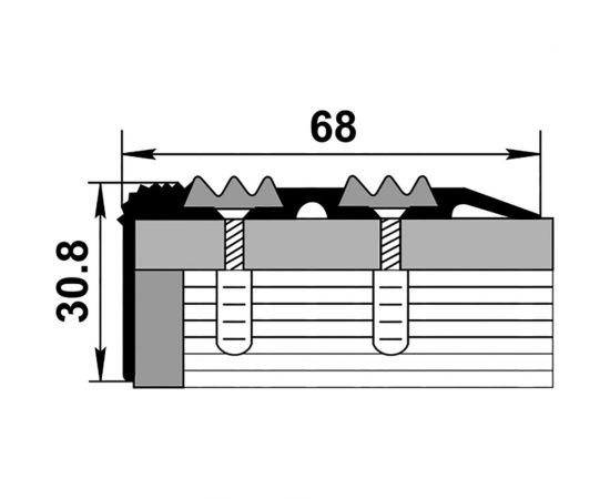 Порог угловой алюминиевый ЛУКА (68х31 мм, 1,8 м, анодированный, Золото) УТ000005138 – изображение 2