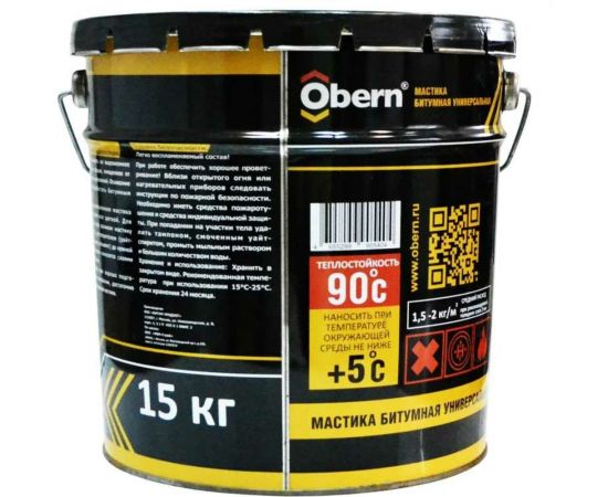 Мастика BLACK битумная универсальная 15 кг Obern 21387 – изображение 2