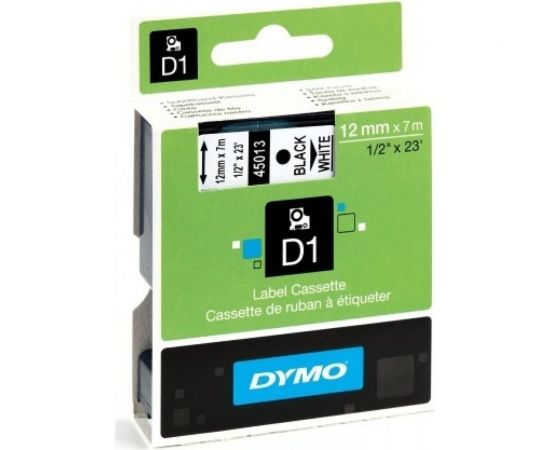 Картридж с лентой Dymo S0720530 12 мм, 7 м, пластик, черный на белой ленте DYMO45013 – изображение 3