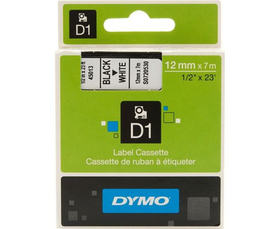 Картридж с лентой Dymo S0720530 12 мм, 7 м, пластик, черный на белой ленте DYMO45013 – изображение 4