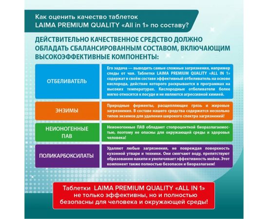 Таблетки для посудомоечных машин LAIMA DELUXE All in 1 100 шт, растворимая оболочка 607609 – изображение 4