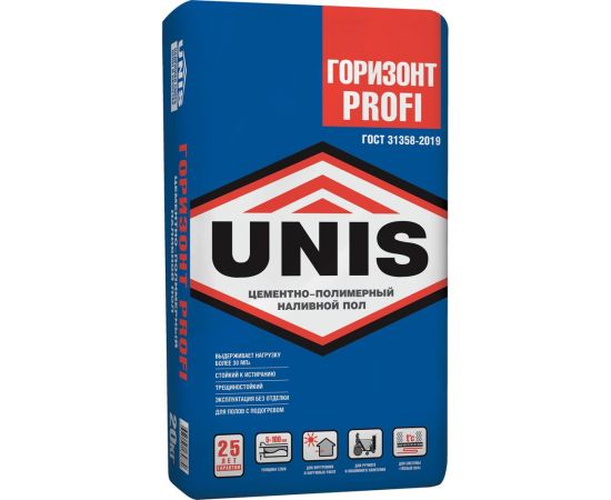 Наливной пол UNIS ГОРИЗОН Profi цементно-полимерный, 20 кг 4607005184870 