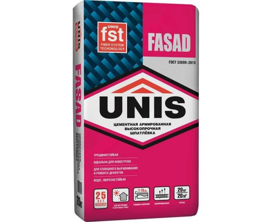 Цементная шпатлевка UNIS Fasad 20 кг 4607005185525 