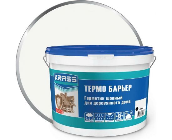 Акриловый герметик KRASS Термо Барьер для деревянного дома 7 кг, белый Лк-00013456 