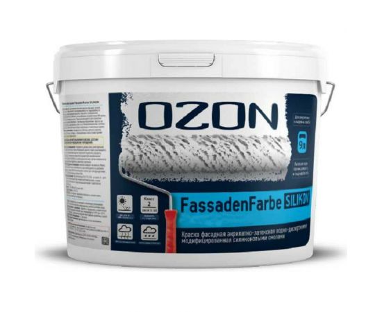 Фасадная краска OZON ВД-АК 115С FASSADENFARBE SILIKON высококачественная, силиконовая, прозрачная, 9 л, 12 кг ВД-АК-115С-12 