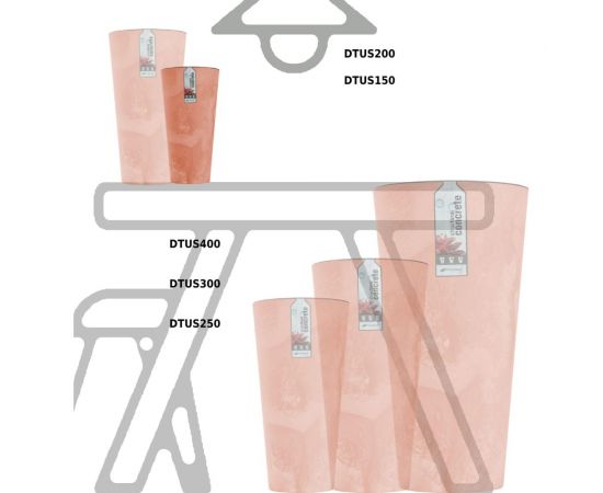 Кашпо для цветов Prosperplast Tubus Slim Beton Effect терракотовое, 2 предмета 35 и 64 л DTUS400E-R624 – изображение 4