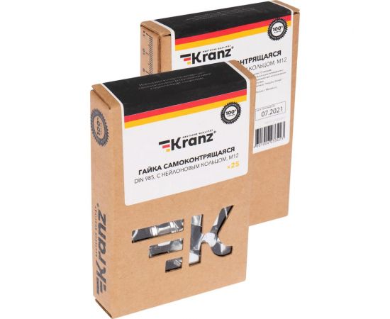 Самоконтрящаяся гайка с нейлоновым кольцом KRANZ M12, DIN 985, 25 шт. KR-01-3523-007 – изображение 6