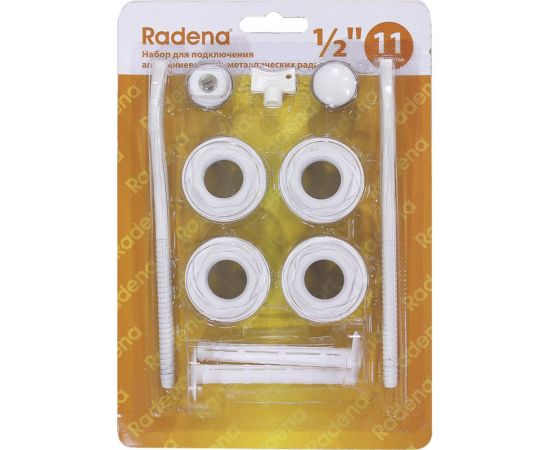 Набор для подключения Radena CN-RA 11 предметов (перех.1х1/2лев, пр.-по 2 шт, загл, кр.Маевск, ключ+2 плоск. кроншт. 9 мм) 011090221 