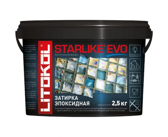 Эпоксидный состав для укладки и затирки мозаики и керамической плитки LITOKOL STARLIKE EVO S.130 GRIGIO ARDESIA 2.5 кг 485180003 