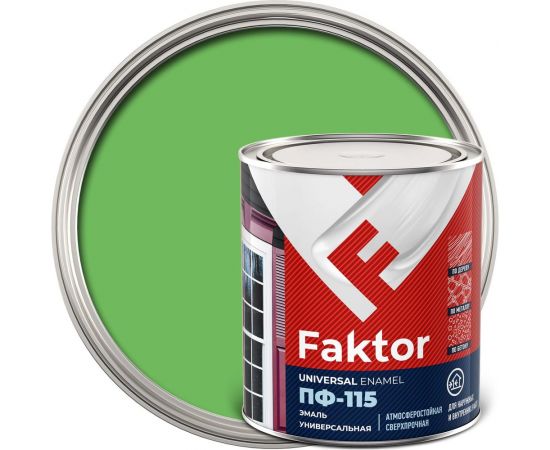 Универсальная эмаль ПФ-115 ЯРОСЛАВСКИЕ КРАСКИ FAKTOR салатная, банка 0,8 кг 214723 