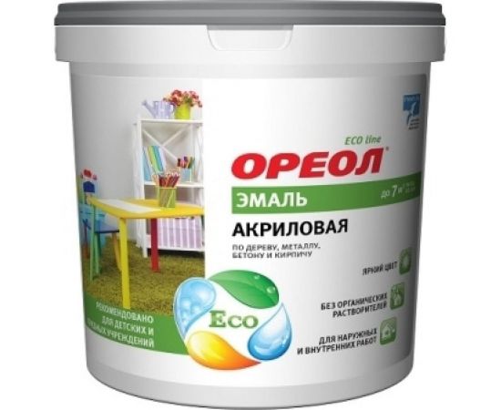 Акриловая эмаль Ореол (глянцевая; белая; пластик; 2.5 кг) 70645 