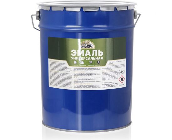 Универсальная алкидная эмаль ЭКСПЕРТ полуматовая, желтая, 25 кг 30507 