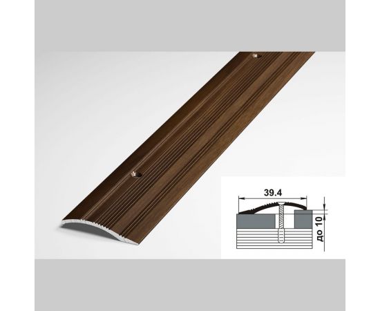 Порог разноуровневый алюминиевый декоративный (39,4 мм, 1,8 м, Венге) ЛУКА 00000001897 – изображение 2