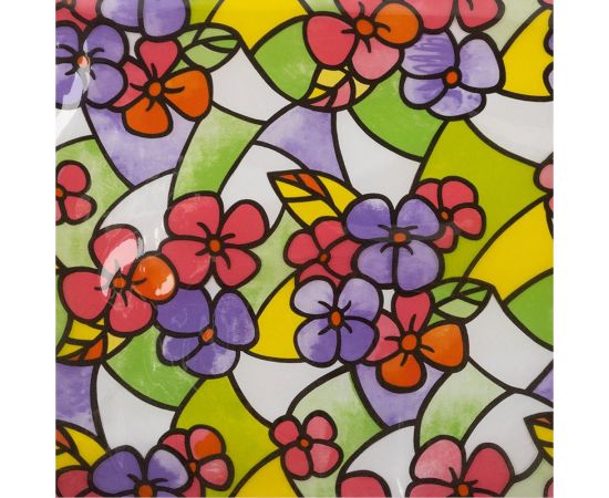 Пленка самоклеящаяся витражная Рыжий кот 0,45x2 м, цветы разноцветная 104323 – изображение 2