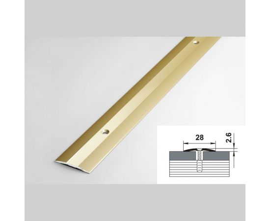 Порог прямой алюминиевый (28 мм; 0.9 м; анодированный; шампань) Лука УТ000027305 – изображение 2