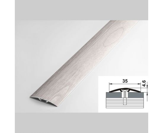 Порог прямой скрытый алюминиевый декоративный (35 мм, 1,8 м, Ясень белый) ЛУКА УТ000023164 – изображение 2