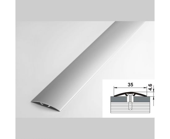 Порог прямой скрытый алюминиевый (35 мм, 1,8 м, анодированный, Серебро) ЛУКА УТ000002992 – изображение 2