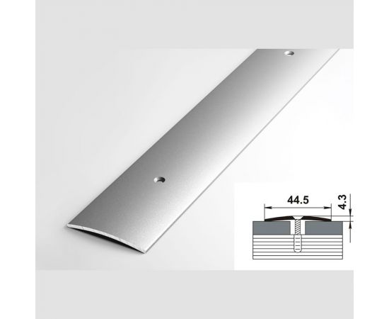 Порог прямой алюминиевый (44,5 мм, 1,8 м, порошковое покрытие, Серебро) ЛУКА УТ000000634 – изображение 2