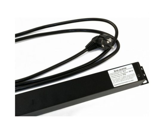 Блок розеток для 19"" шкафов Hyperline горизонтальный, 8 розеток Schuko, черный, 397034 – изображение 3